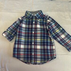 Gymboree LIKE NEW Blue and Red Button Down Shirt Long Sleeves
